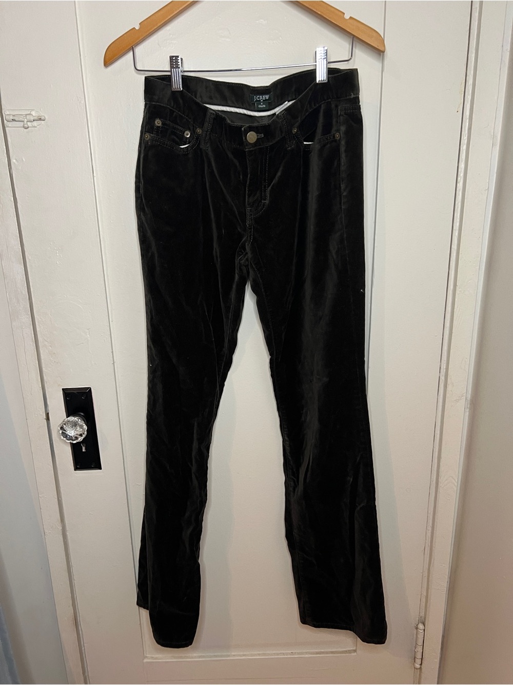 J. Crew Dark Green Velvet City Fit Pants